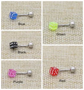 14 Gauge Acrylic Dice Belly Button Rings