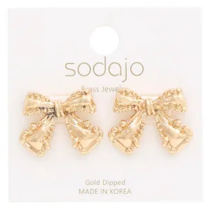 14K Gold Dipped Bow Stud Earrings