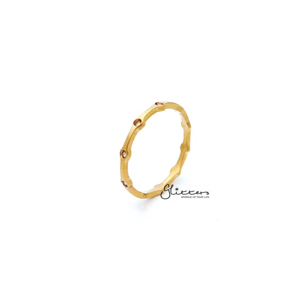 18K Gold Plated over Stainless Steel CZ Dots Women's Rings