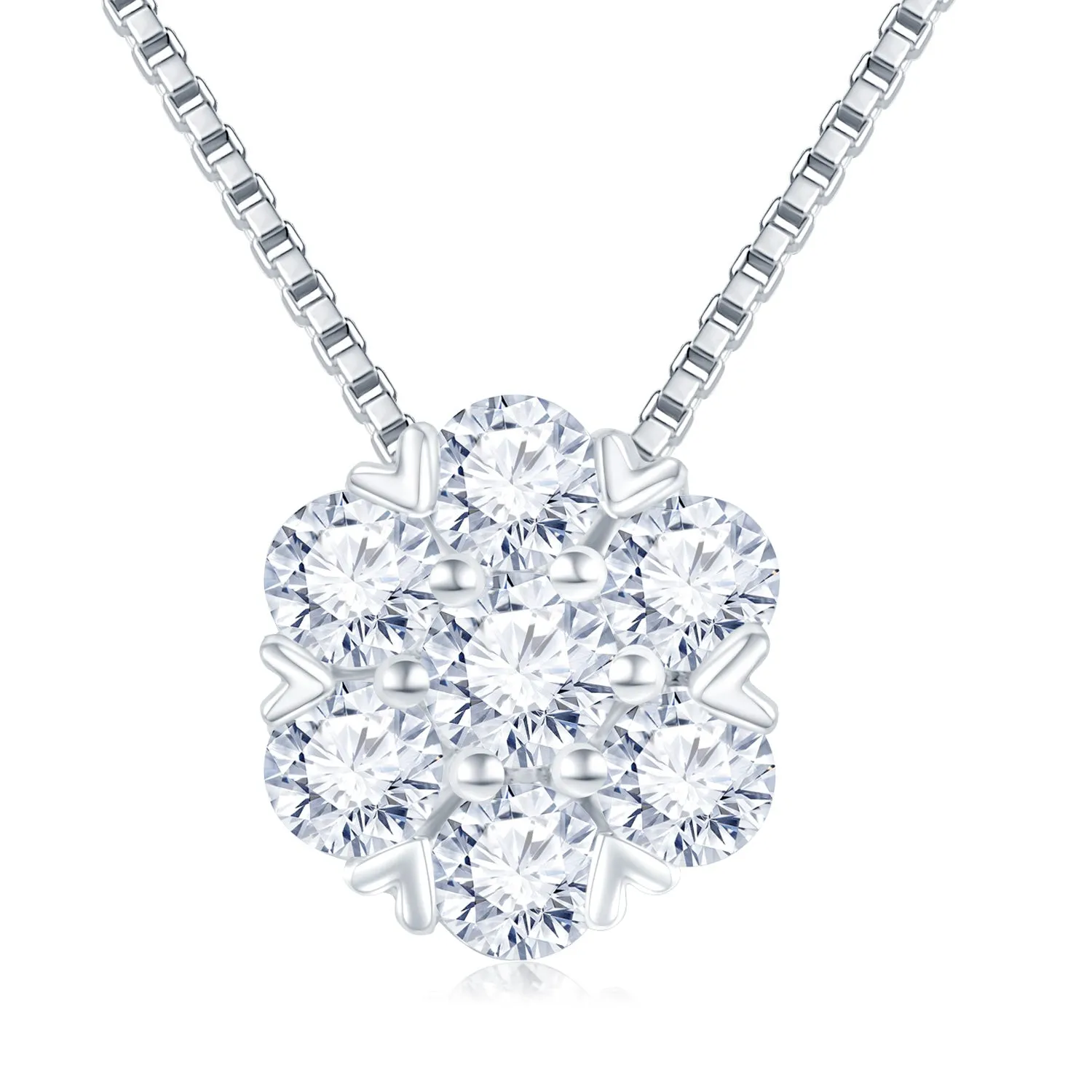 18K White Gold Cluster Diamond Pendant