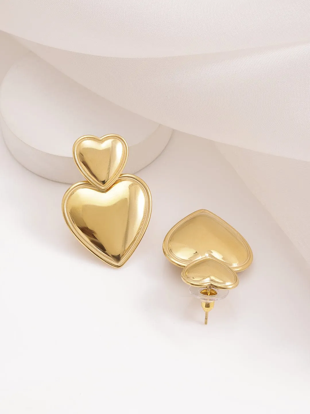 18KT Gold Plated Stainles Steel  Tarnish Free Waterproof Demi-Fine Drop Heart Earrings