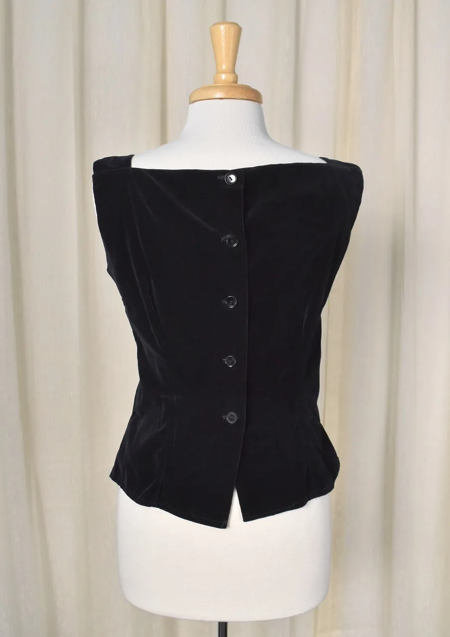 1950s Black Velvet Bow Top