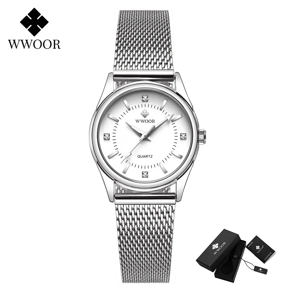 2022 Wwoor Fashion Classic Ladies Watch Luxury Diamond Rose Gold Women Bracelet Watch Elegant Dress