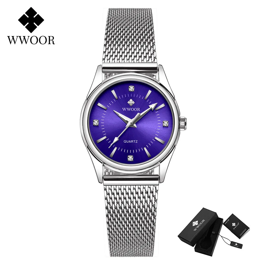 2022 Wwoor Fashion Classic Ladies Watch Luxury Diamond Rose Gold Women Bracelet Watch Elegant Dress