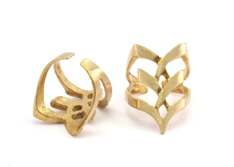 3 Raw Brass Adjustable Rings N0031