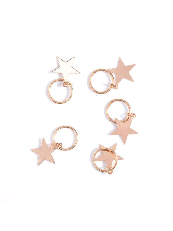 5Pcs Per Set Silver Gold Hair Rings