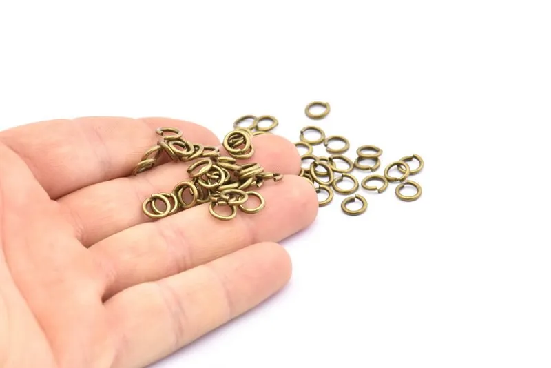 7mm Jump Ring, 100 Antique Brass Jump Rings (7x1.2mm) A1033