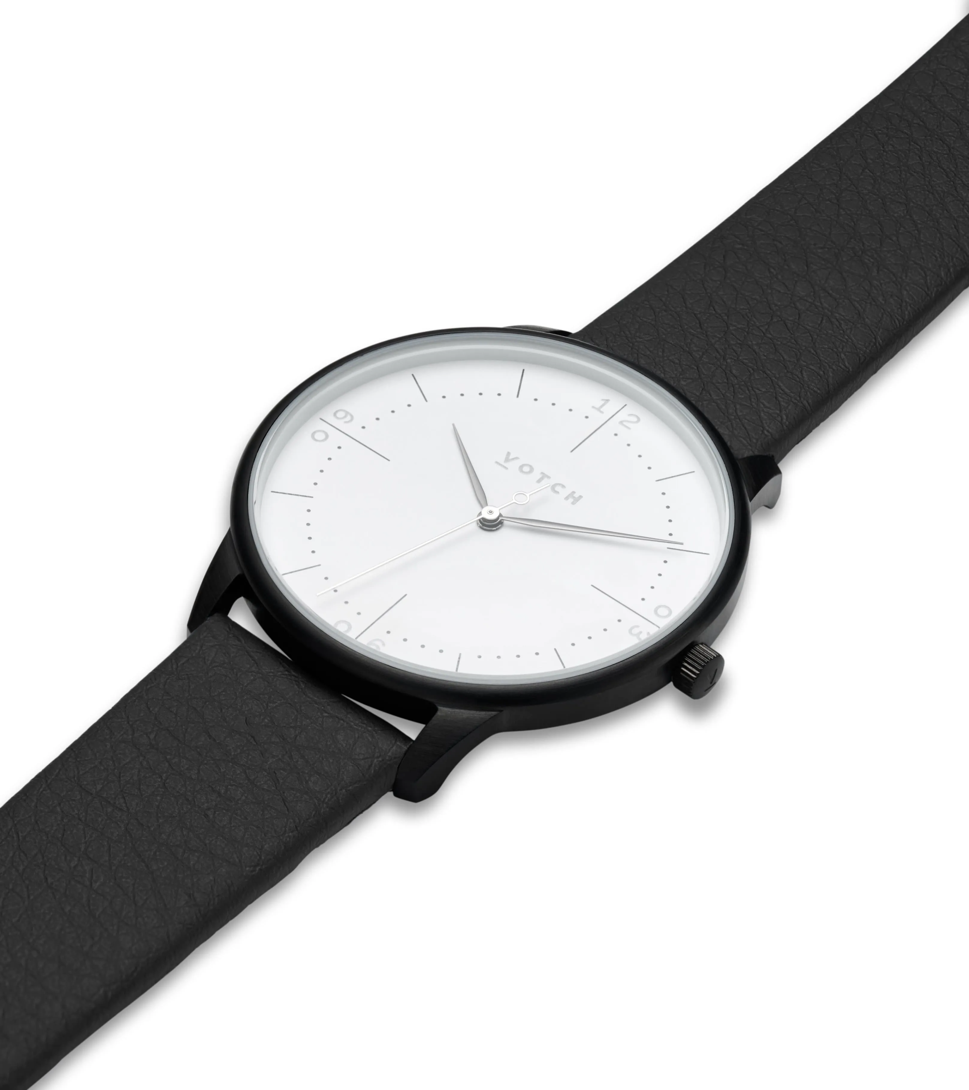 Aalto Watch with Black & White Dial | Black Vegan Leather Strap