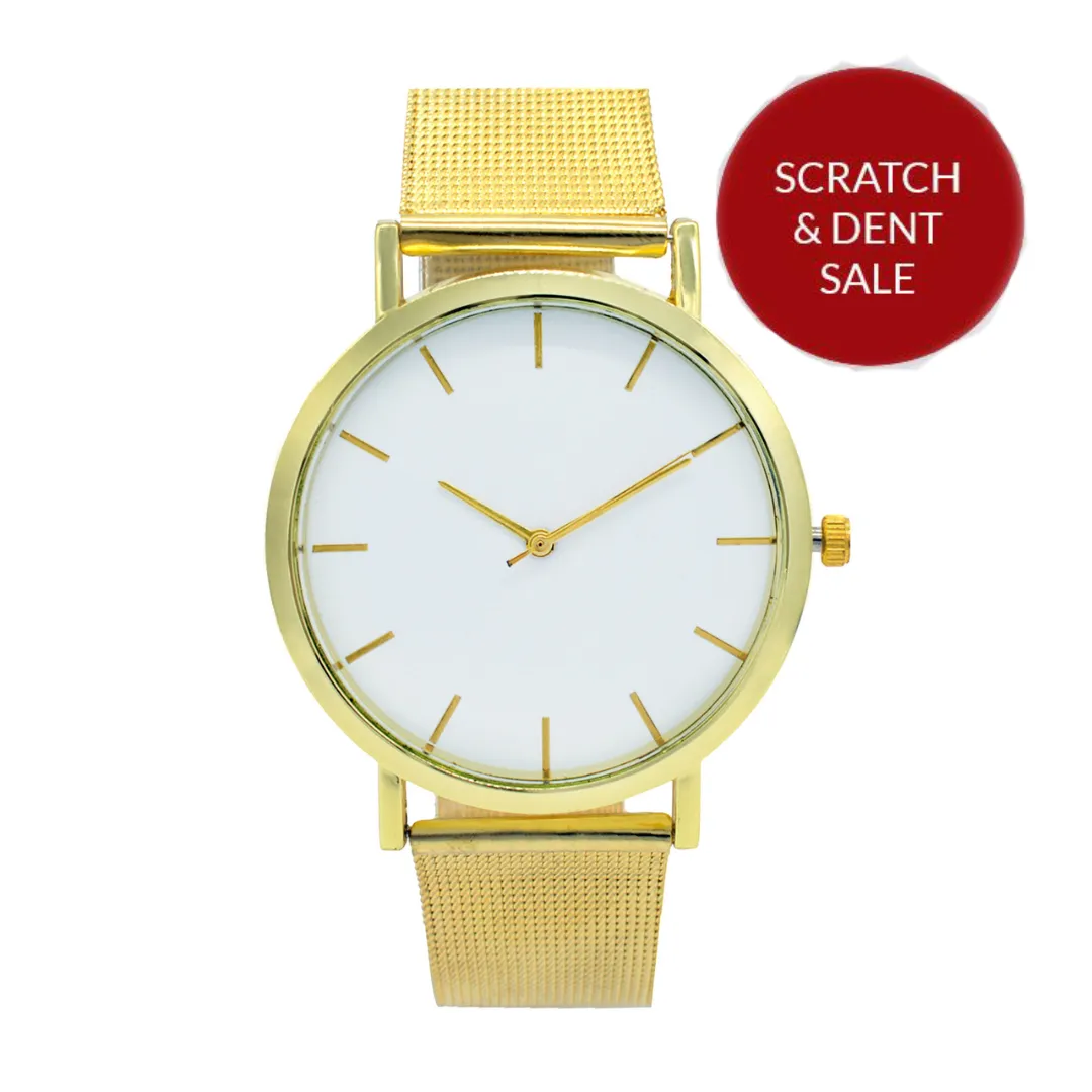 Alex White Dial Gold Mesh Strap Watch -SAMPLE