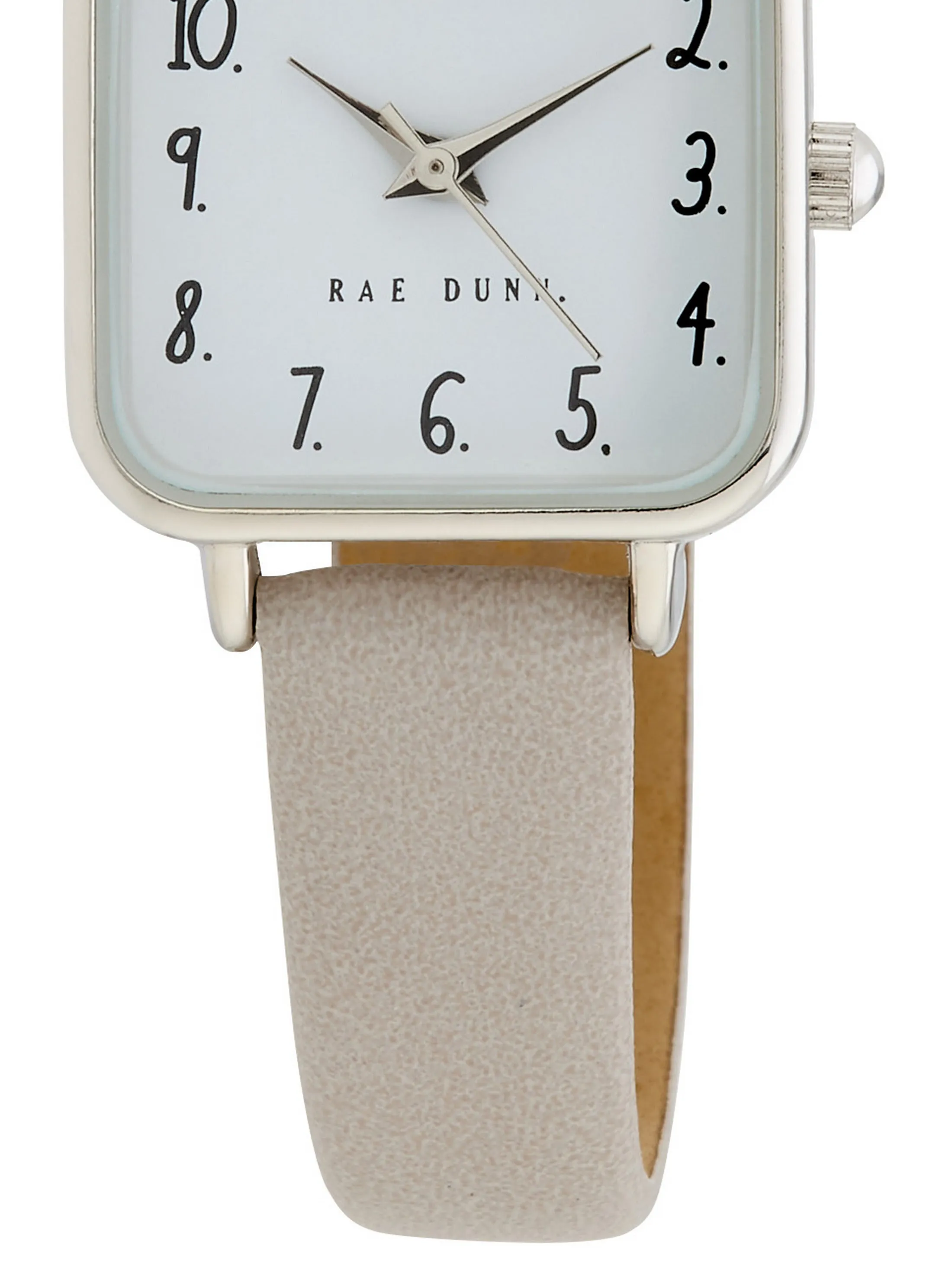 AMY Square Face Vegan Leather Strap Watch in Taupe with Silver, 24mm