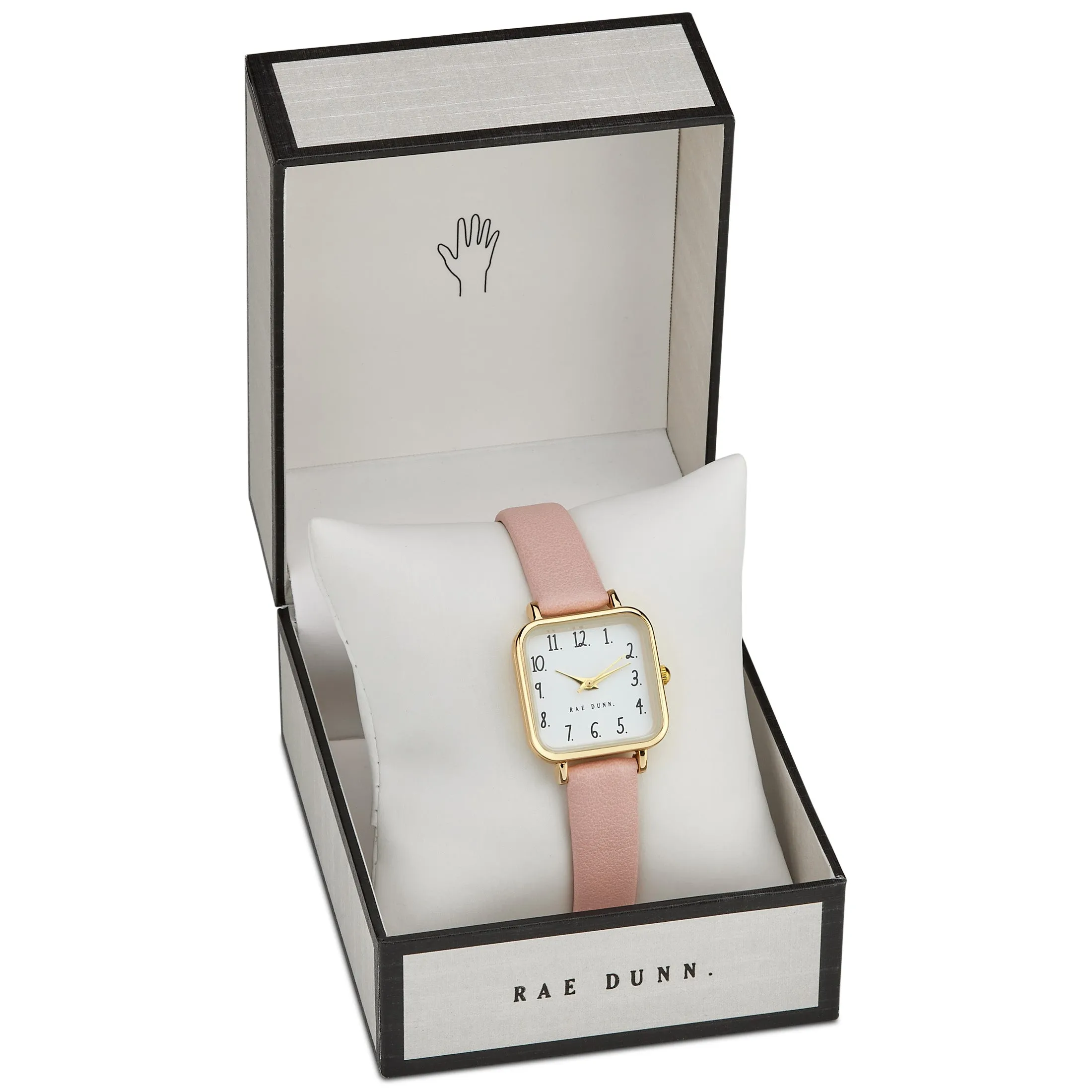 AMY Square Face Vegan Leather Strap Watch in Taupe with Silver, 24mm