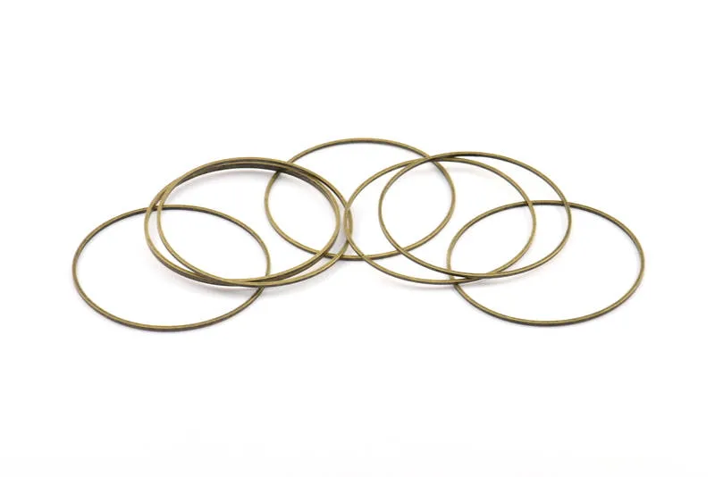 Antique Brass Rings, 12 Antique Brass Plated Circle Connectors (40x0.8x0.8mm) Bs 1110 Y120