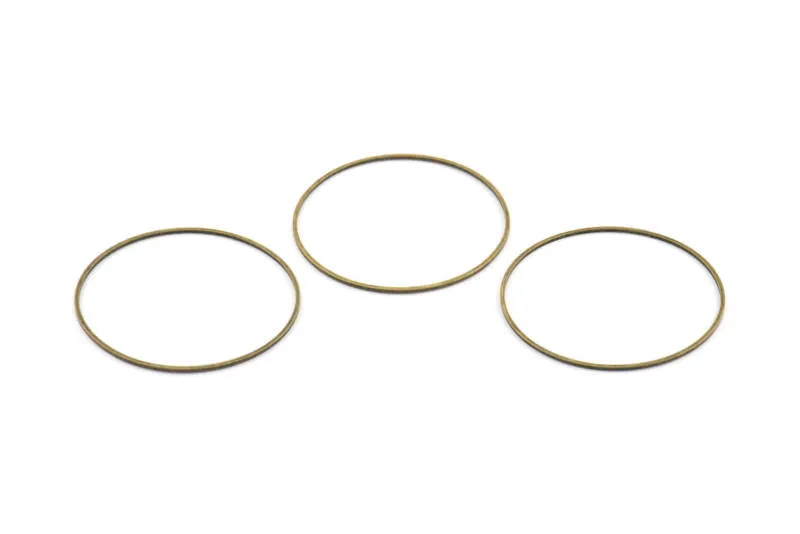 Antique Brass Rings, 12 Antique Brass Plated Circle Connectors (40x0.8x0.8mm) Bs 1110 Y120