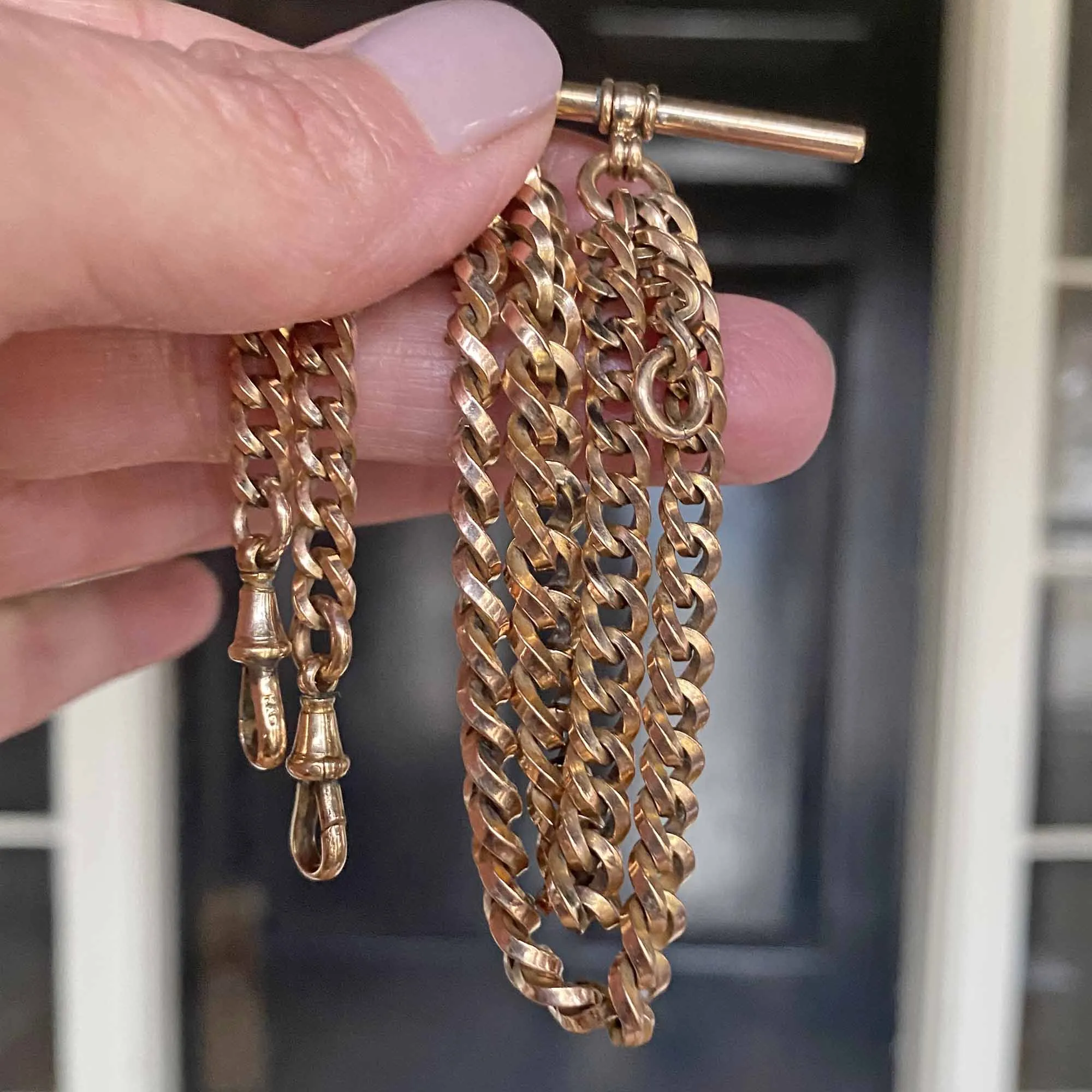 Antique Rolled Gold Double Albert Watch Chain