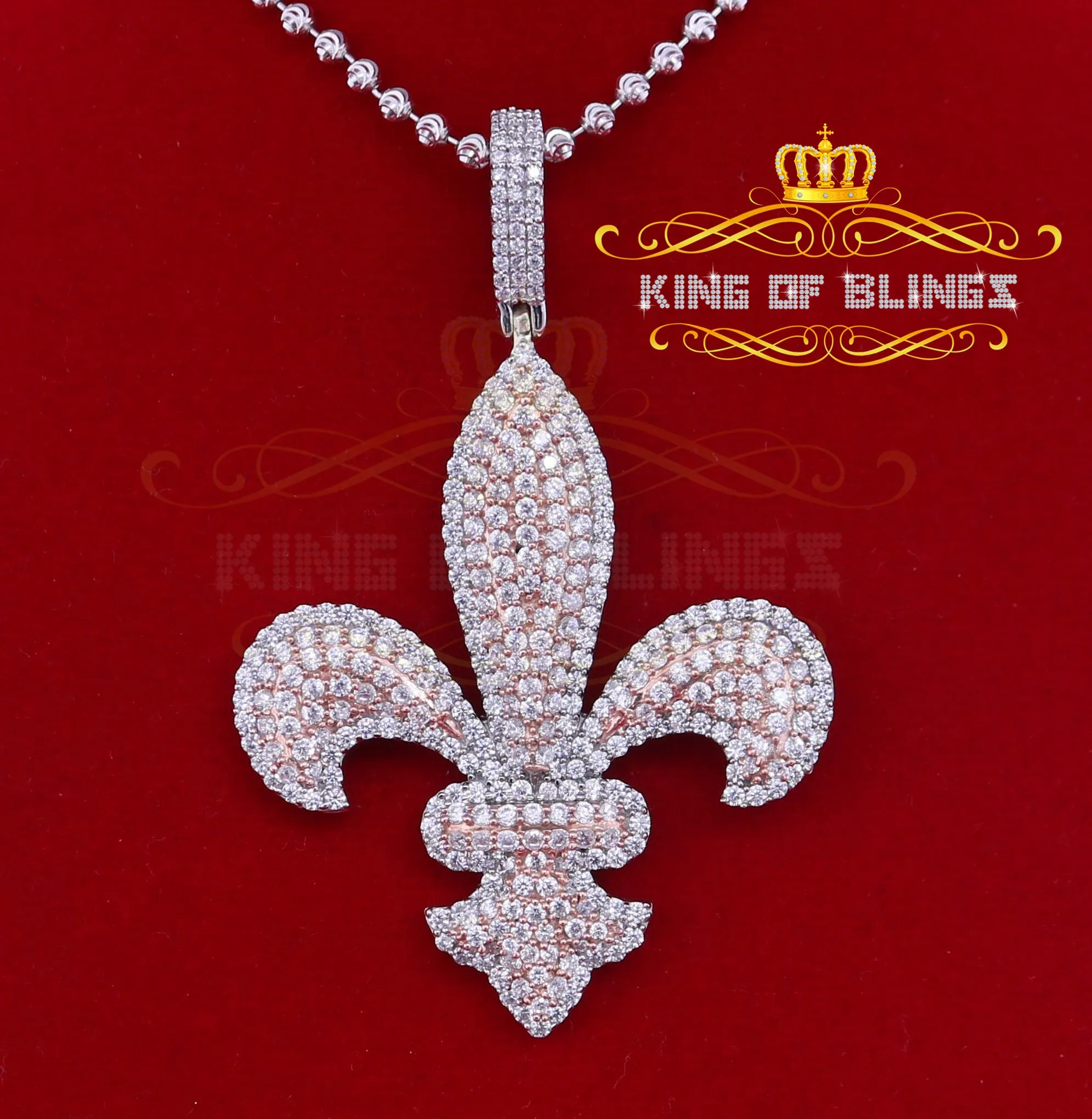 Beautiful 925 Sterling Silver Fleur de Lis White Pendant 16.56ct Cubic Zirconia