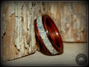 Bentwood Ring - Kingwood Wooden Ring with Bentwood Kingwood Wood Rings with Silver/Blue Glass Inlay