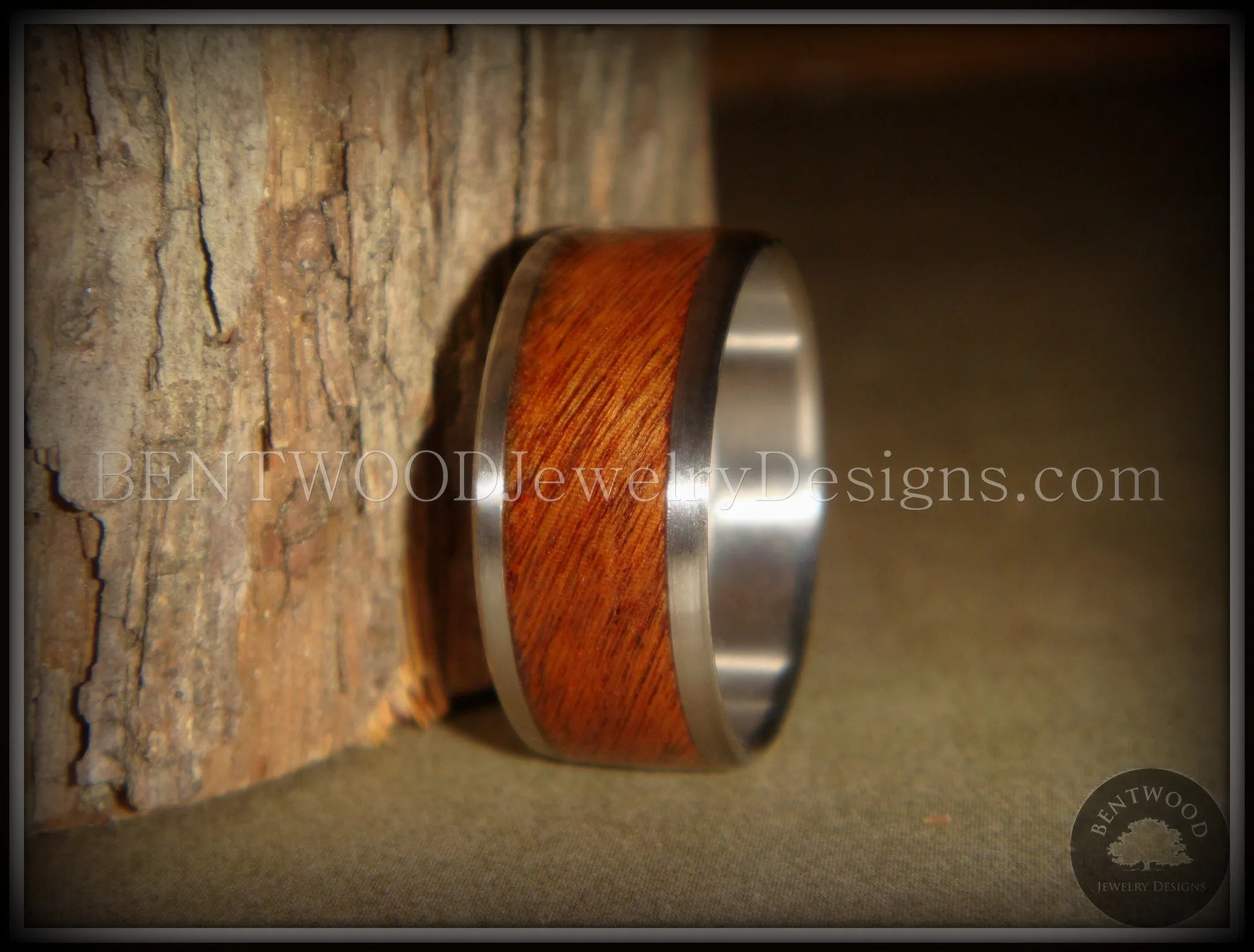 Bentwood Ring - Rosewood with Surgical Grade Stainless Steel Comfort Fit Metal Core