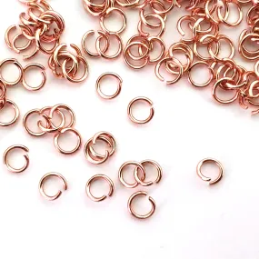 Brass Jump Rings, Rose Gold Plated Stainless, 5x0.8mm, Open, NOT Non-Tarnish, Lot Size 100