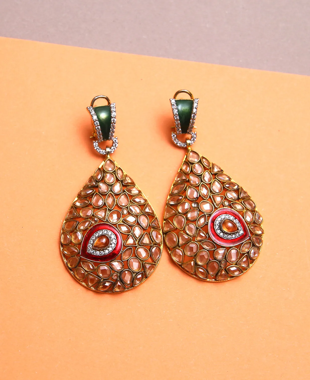 Champagne Drop Meenakari Earrings