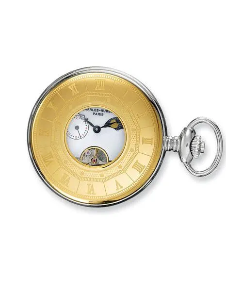 Charles Hubert Two-Tone IP Plated Pocket Watch - Off White Dial - Mechanical