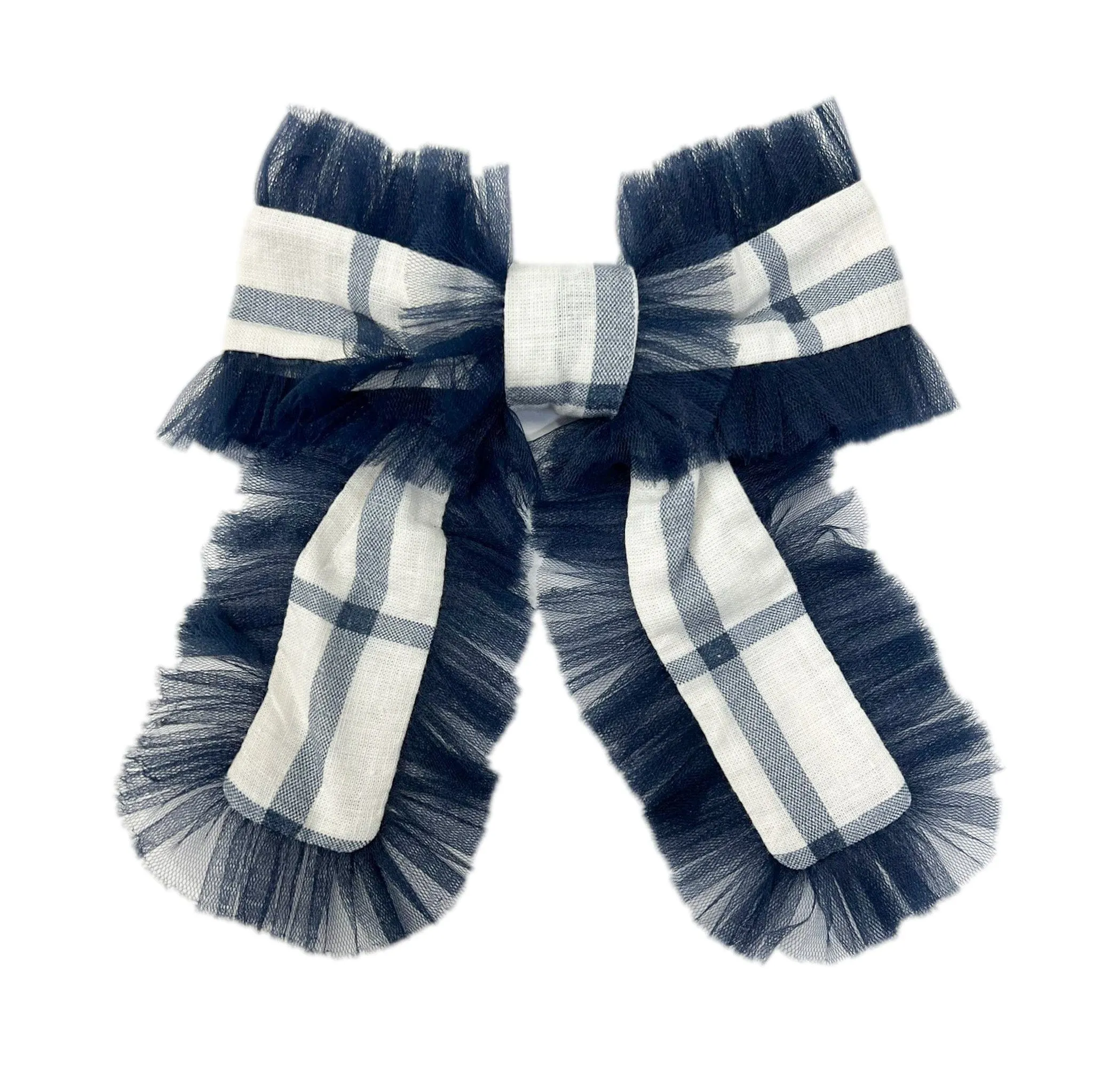 Checkered Linen Hair Bow