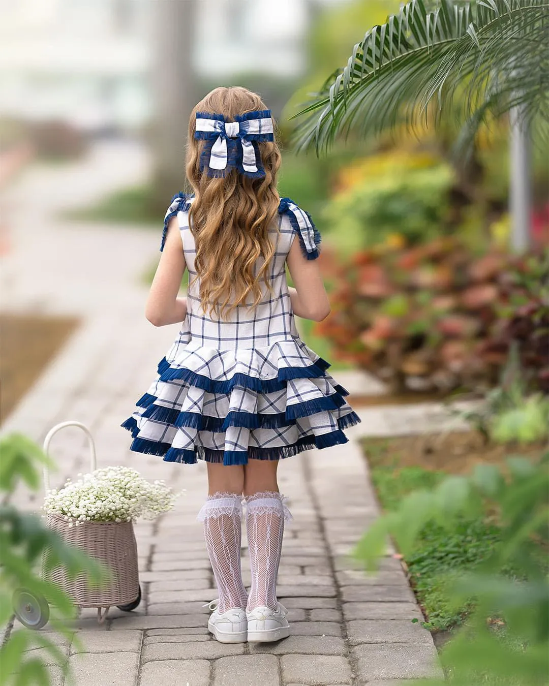 Checkered Linen Hair Bow