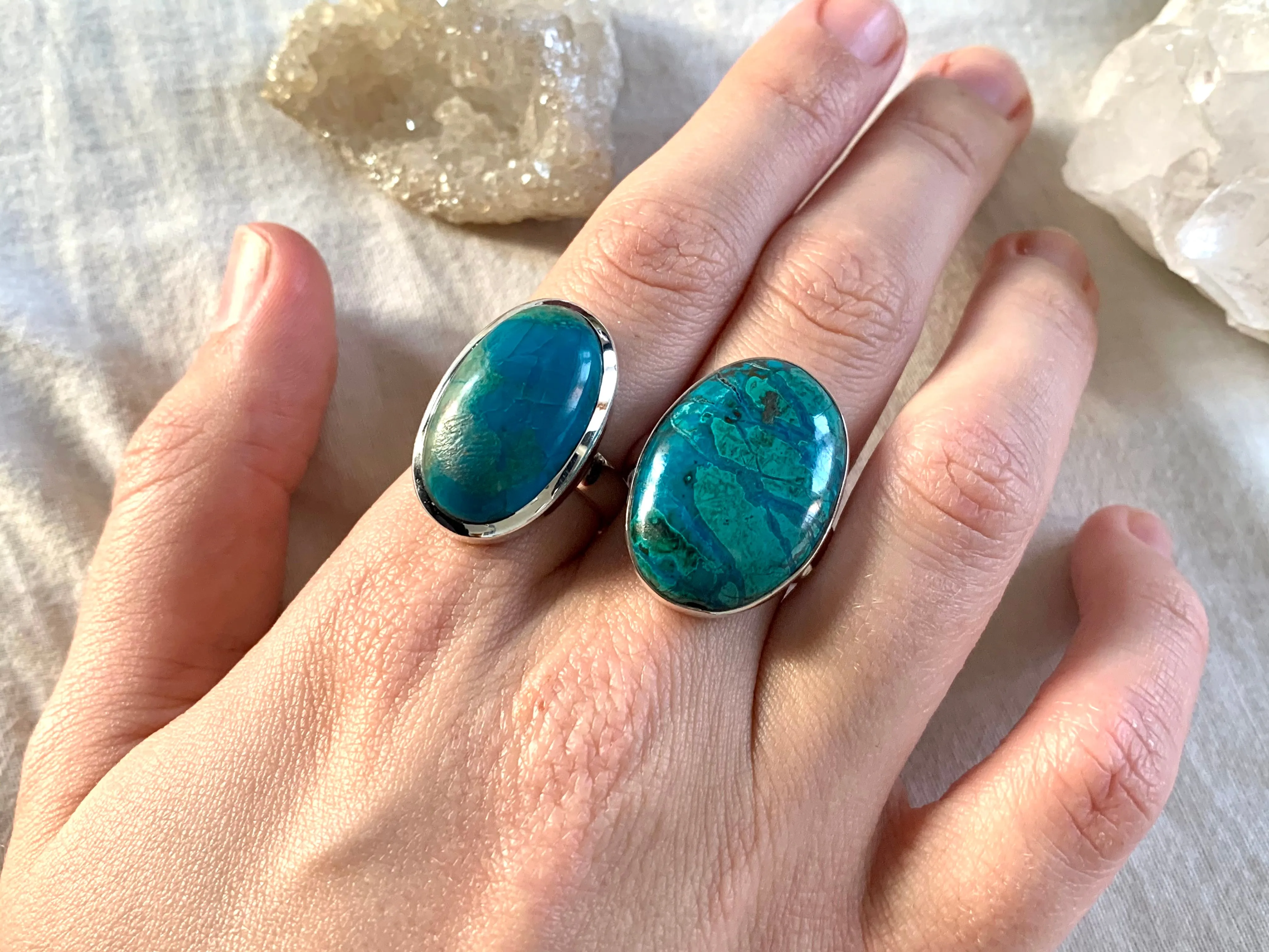 Chrysocolla Naevia Mixed Rings (One of a kind)