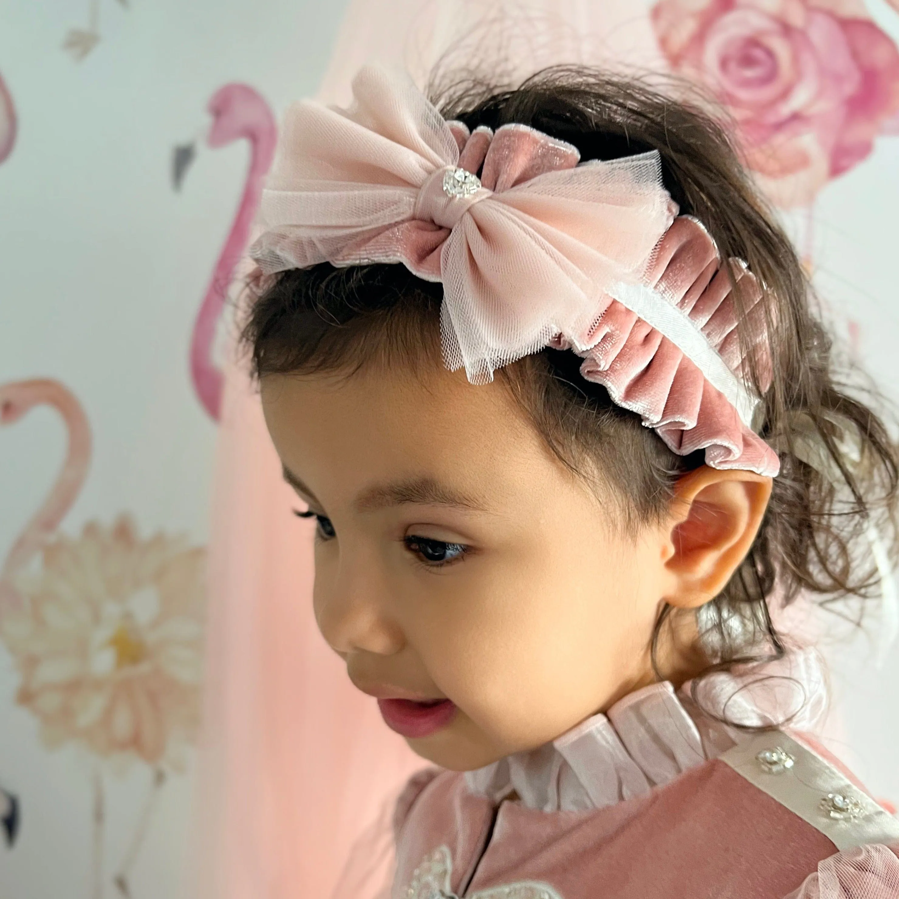 Clara Pink Velour Hair Sash