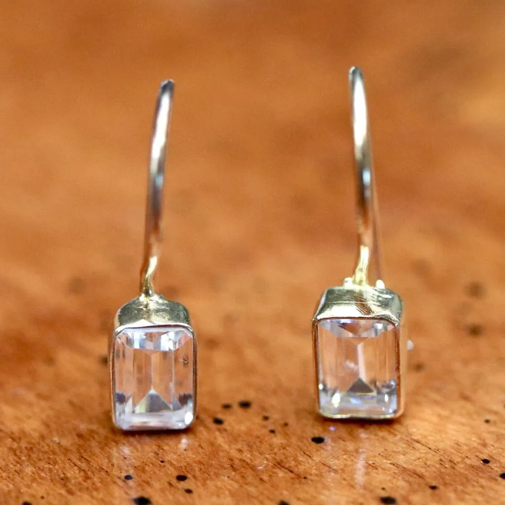 Contemporary Drop Cubic Zirconia Earrings