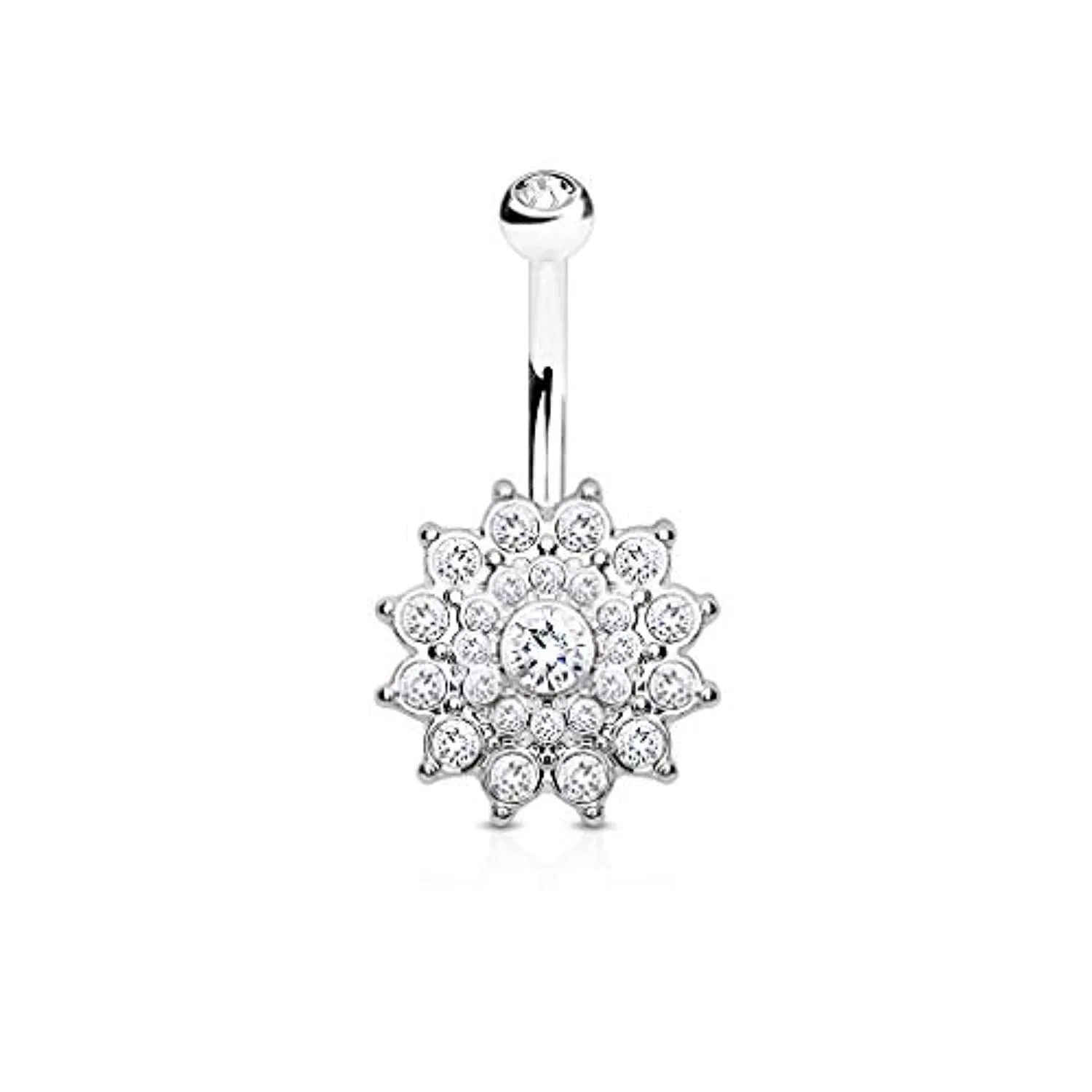 Crystal Paved Dahlia 316L Surgical Steel WildKlass Belly Button Navel Rings