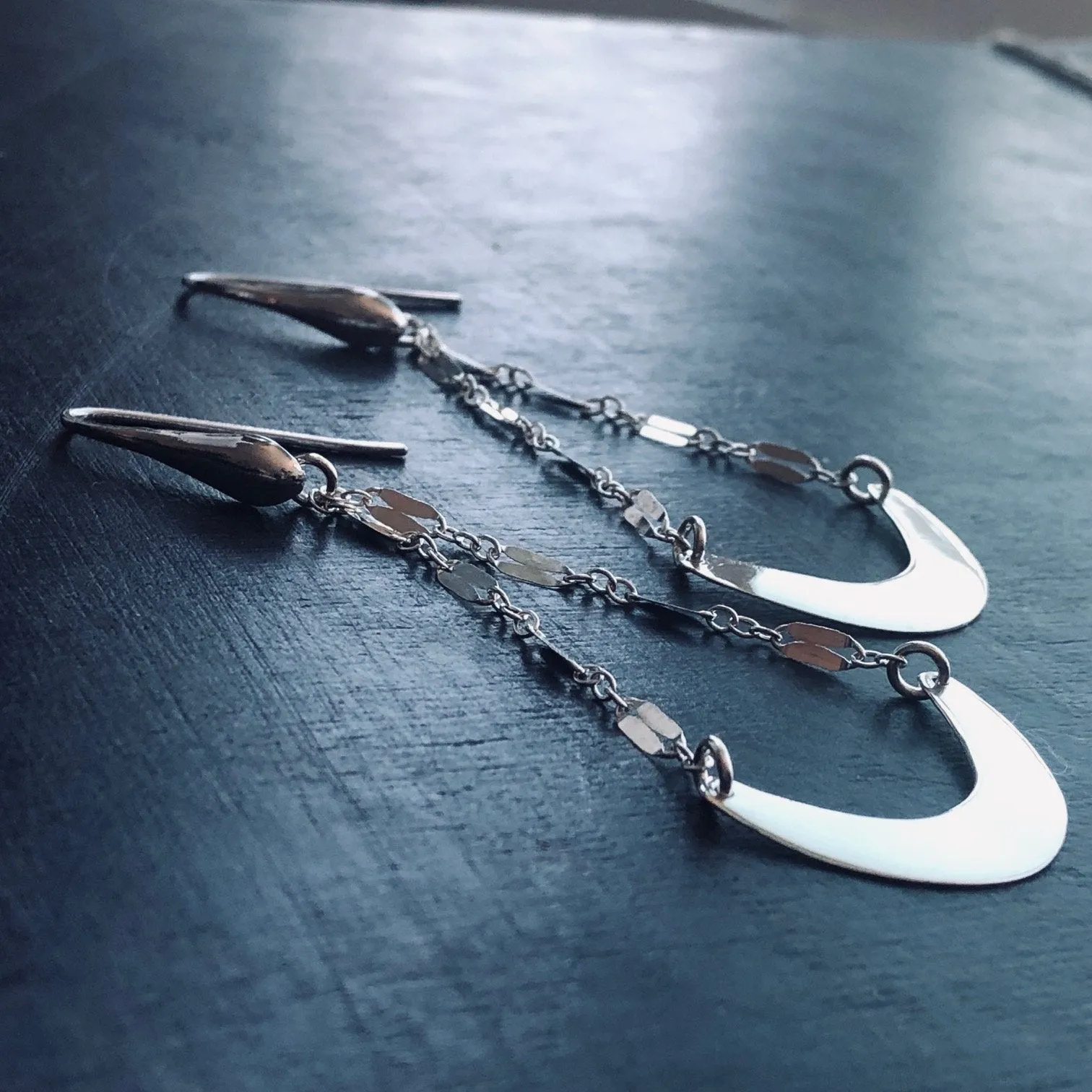 Curved Bar Drop Earrings