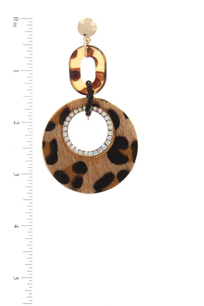 Cut Out Circle Fur Post Drop Earring