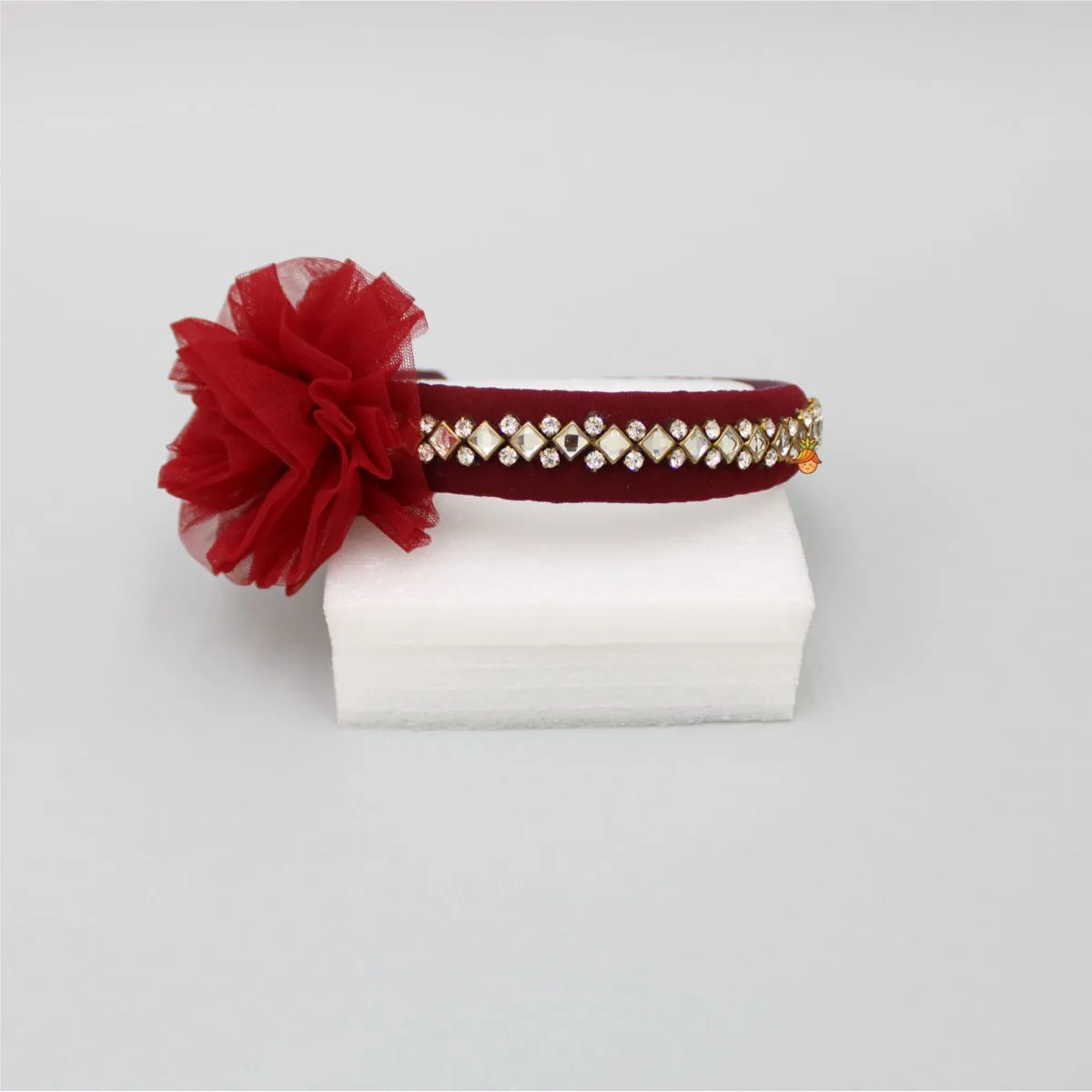 Cute Floral Maroon Hair Band