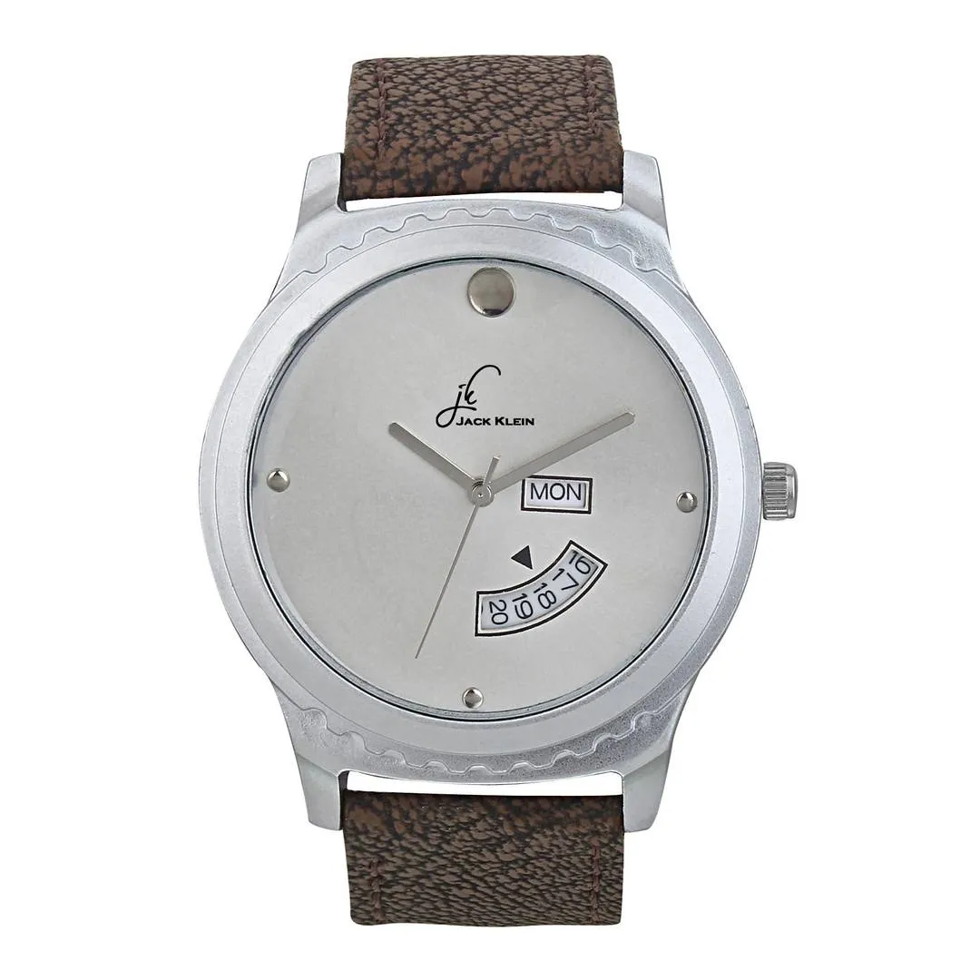 Day and Date Coffee Synthetic Leather  Watch for Men