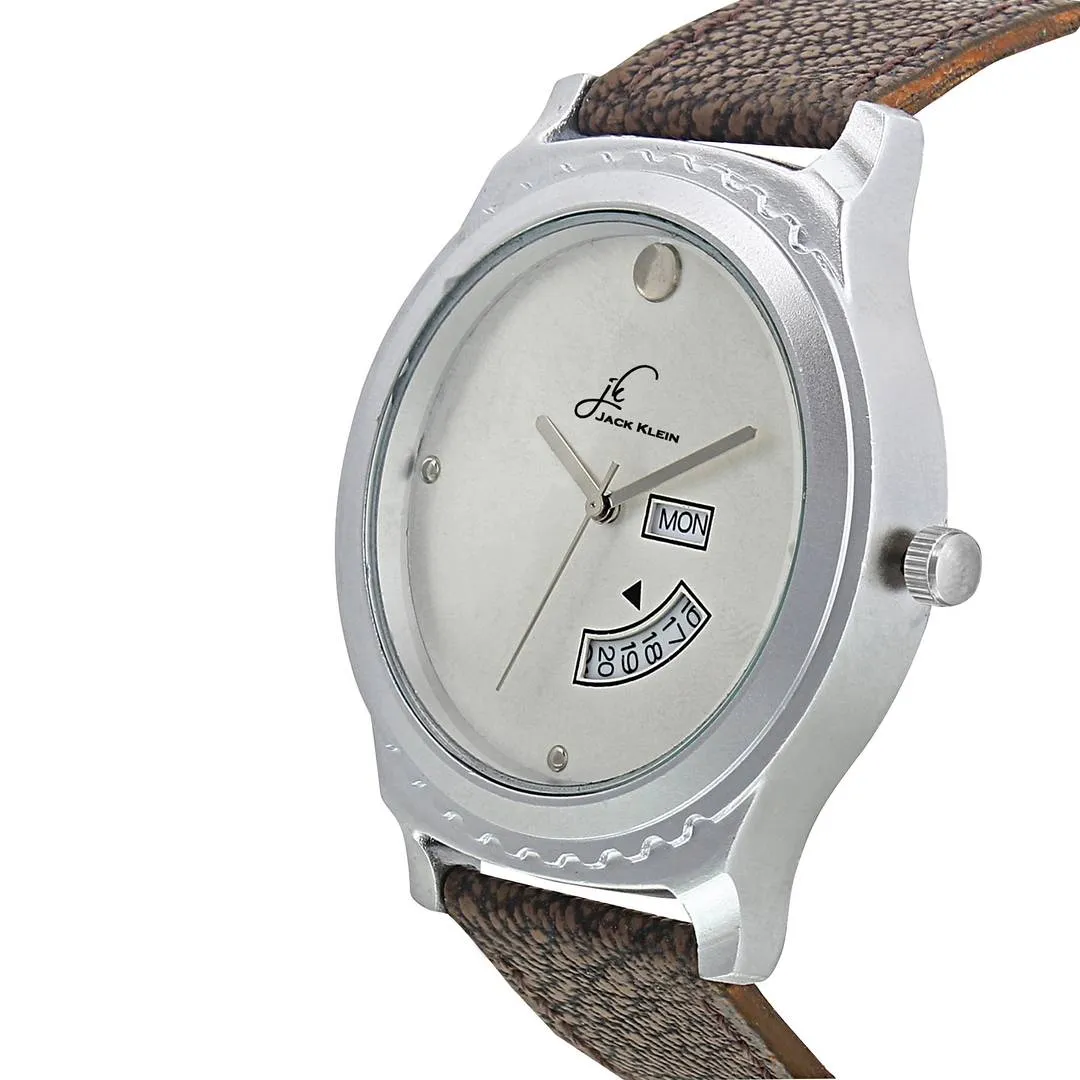 Day and Date Coffee Synthetic Leather  Watch for Men