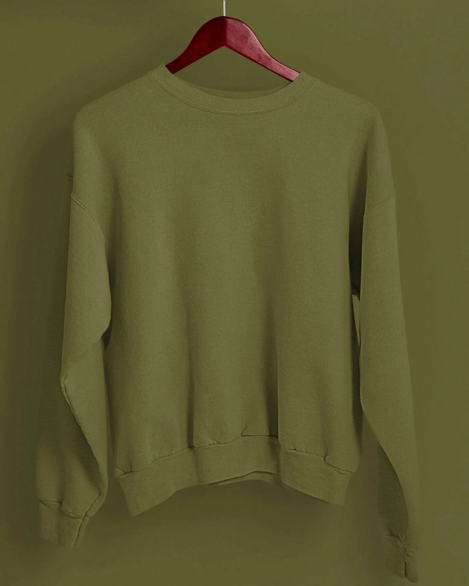 Drop Shoulder Sweatshirt: Olive Green