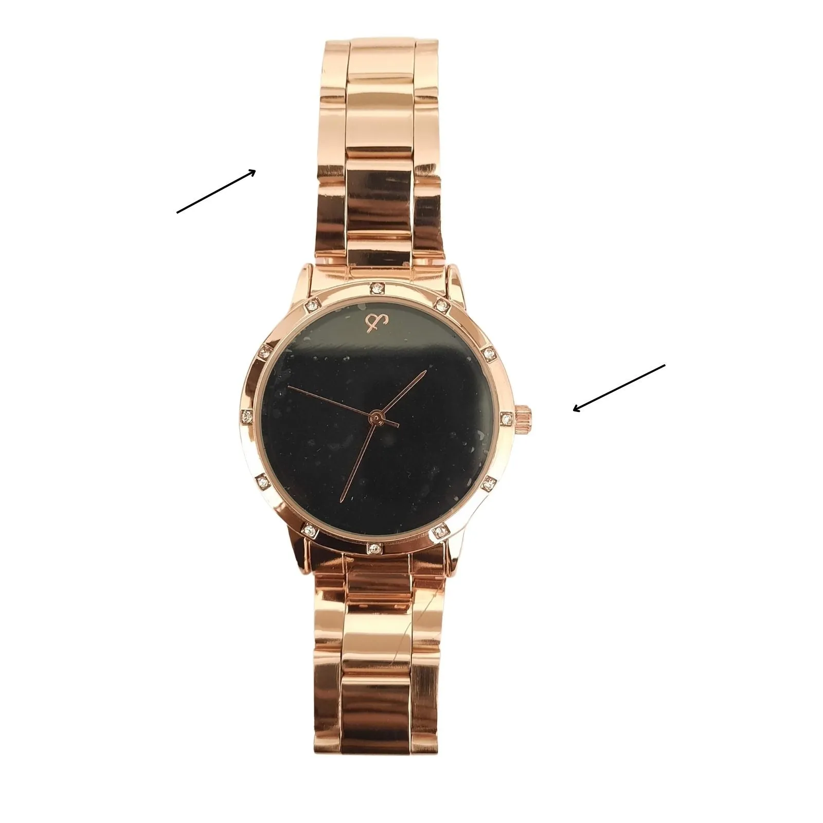 Dusk Black Dial Rose gold Metallic Strap Watch SAMPLE