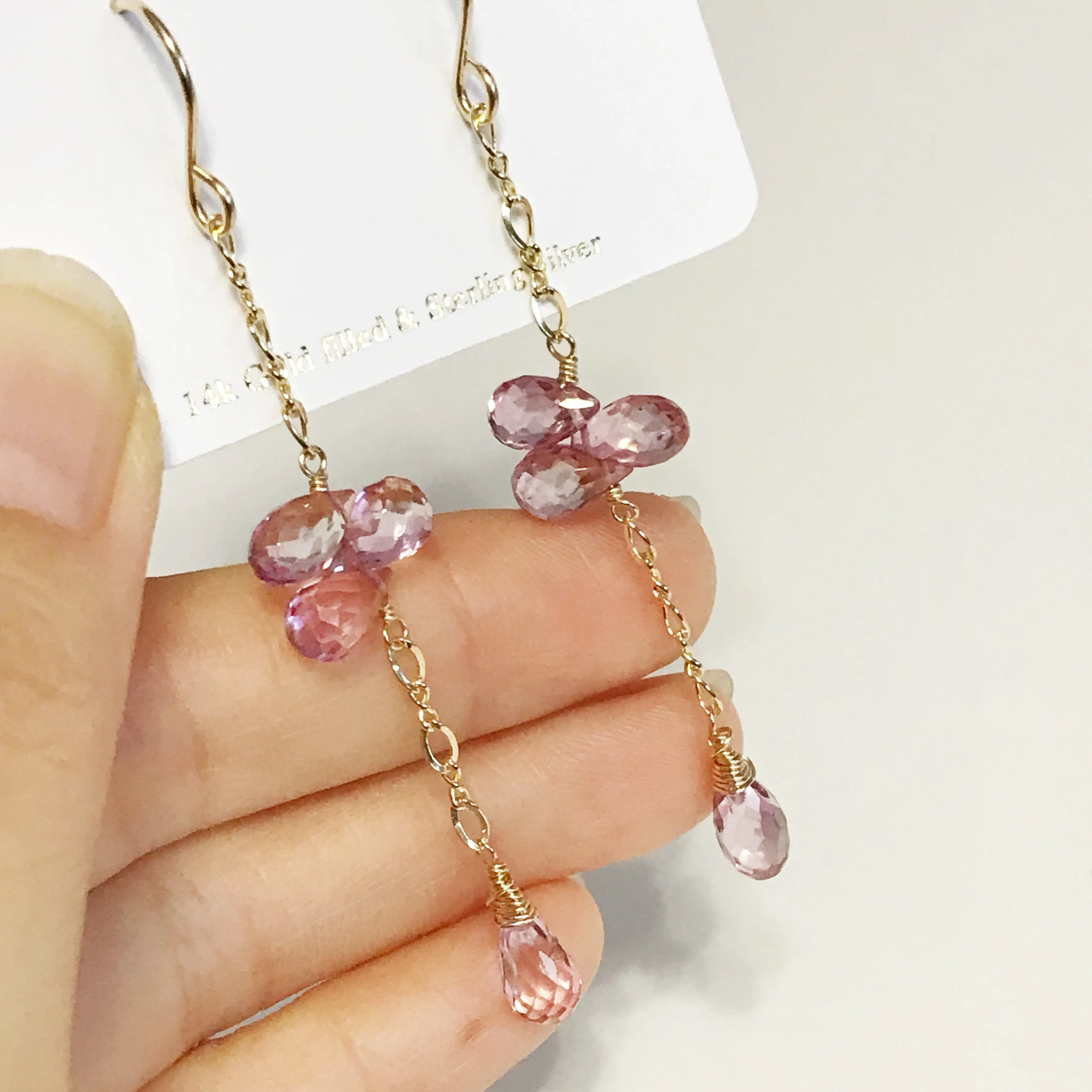 Earrings LEILA - Pink topaz earrings (E452)