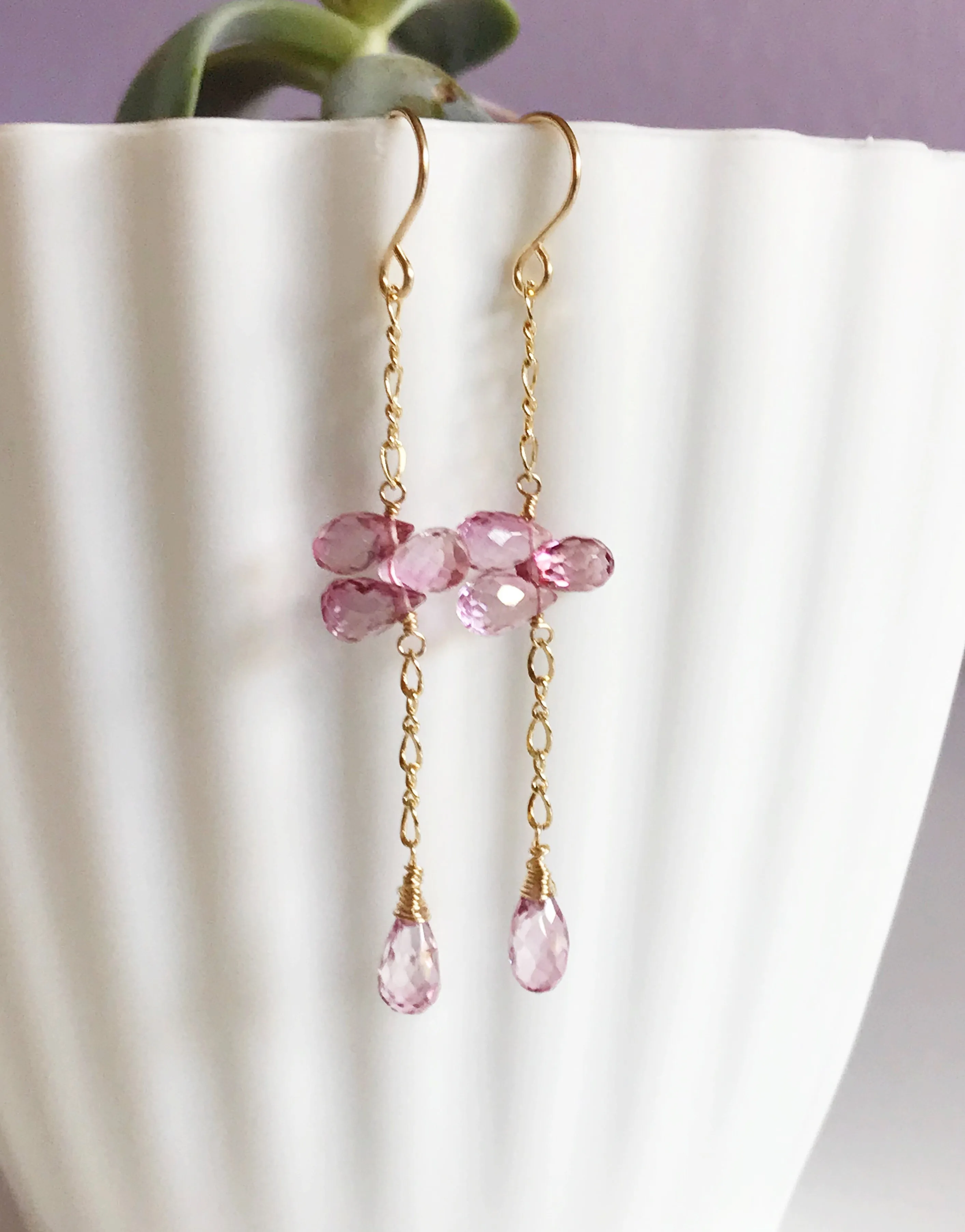 Earrings LEILA - Pink topaz earrings (E452)