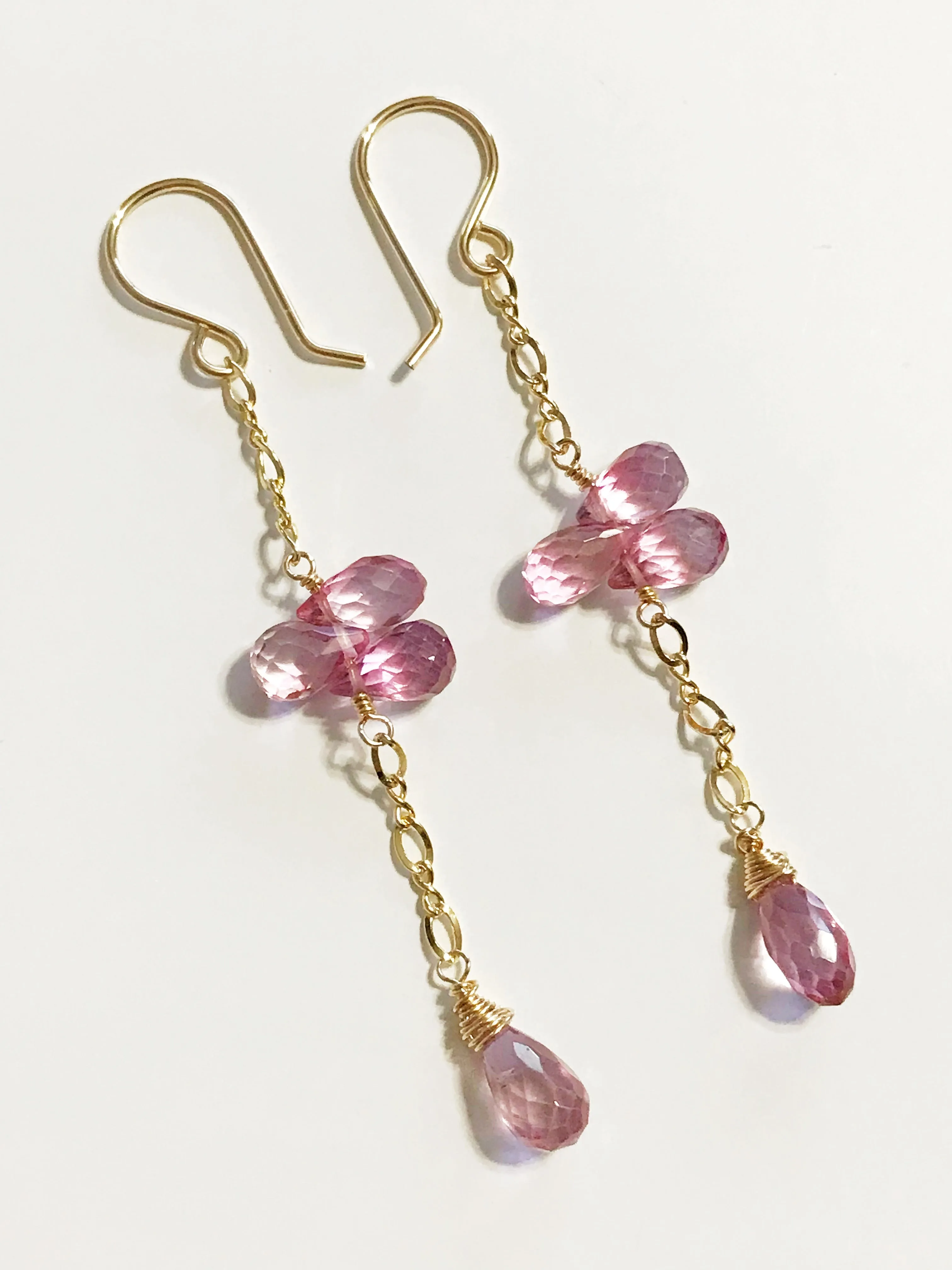 Earrings LEILA - Pink topaz earrings (E452)