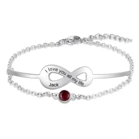 Engraved Infinity Bracelets With Name & Birthstone