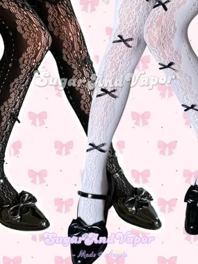 Evelyn Lolita Bow Fishnet Tights