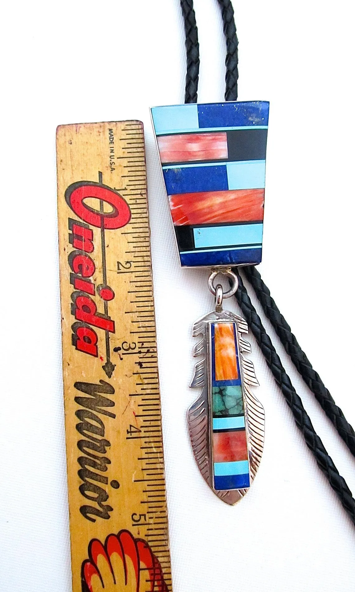 FRANK YELLOWHORSE Navajo Inlay Pendant Bolo Tie