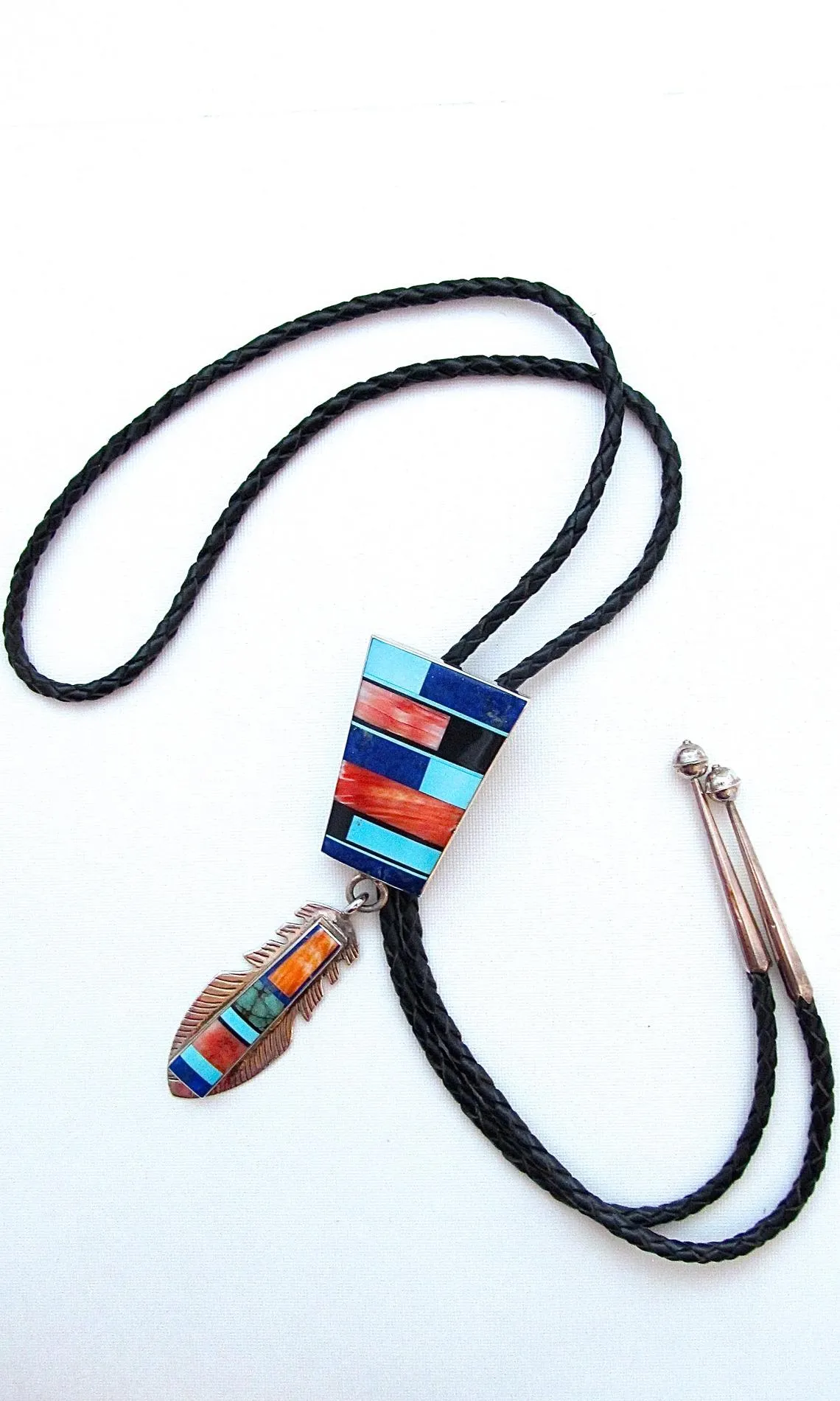 FRANK YELLOWHORSE Navajo Inlay Pendant Bolo Tie