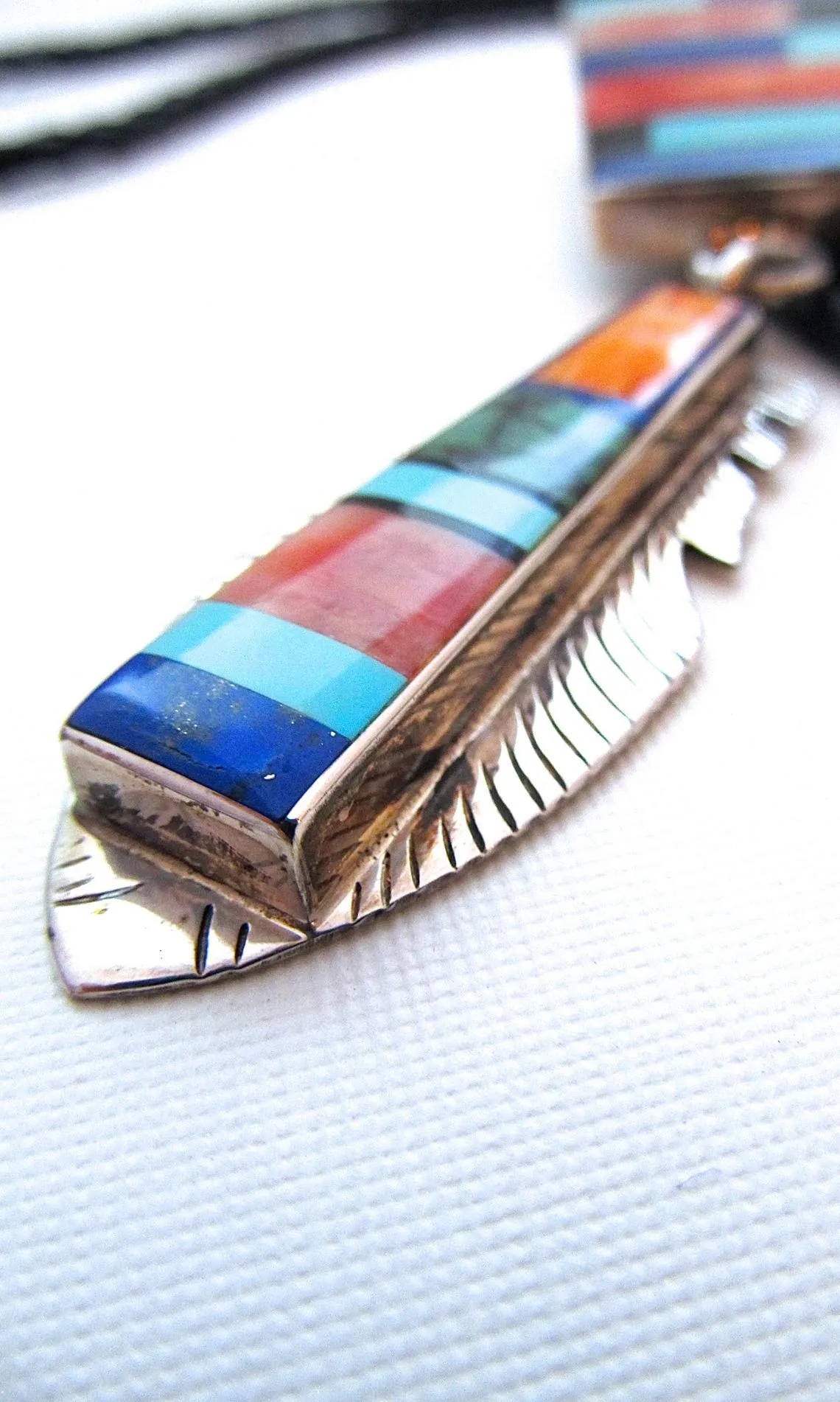 FRANK YELLOWHORSE Navajo Inlay Pendant Bolo Tie