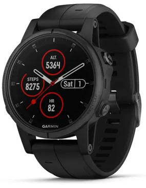 Garmin Fenix 5S Plus Sapphire Multisport Watch - Black Case - Black Strap - 42mm