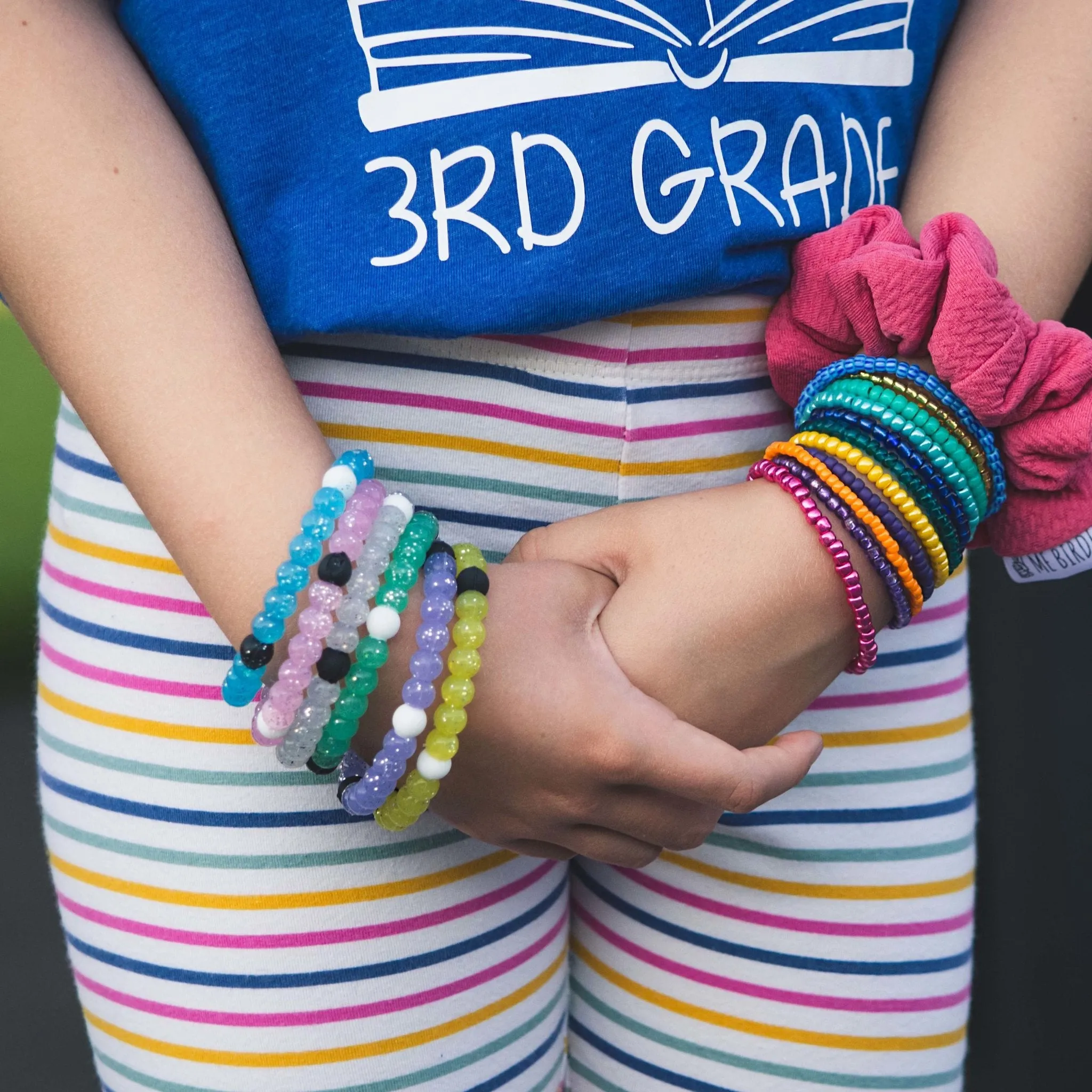 Glitter Beaded Bubble Bracelets - 6 Pack