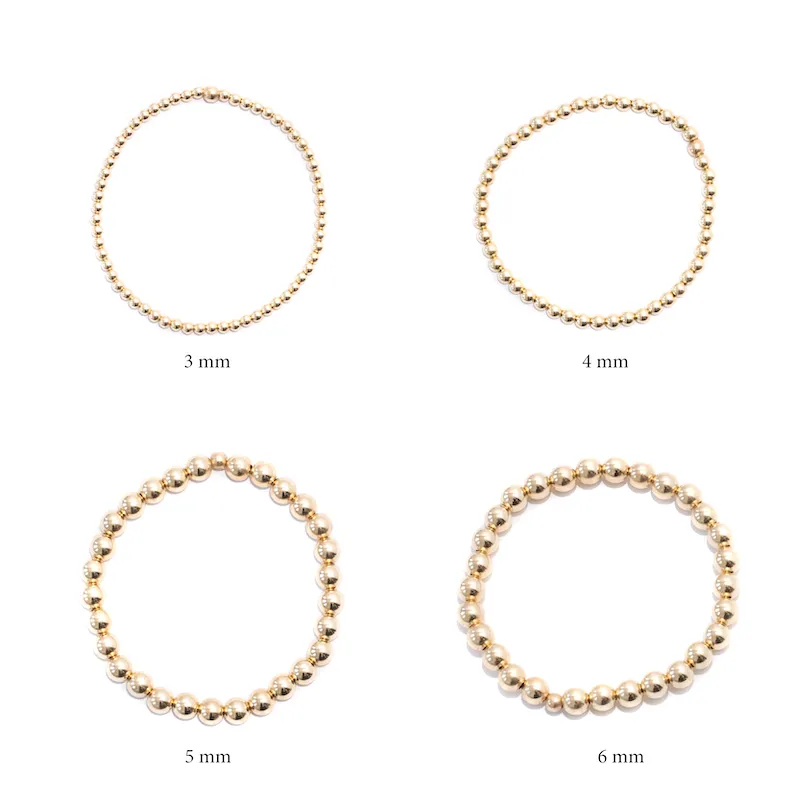 Gold Beaded Bracelets - 4 Sizes Available