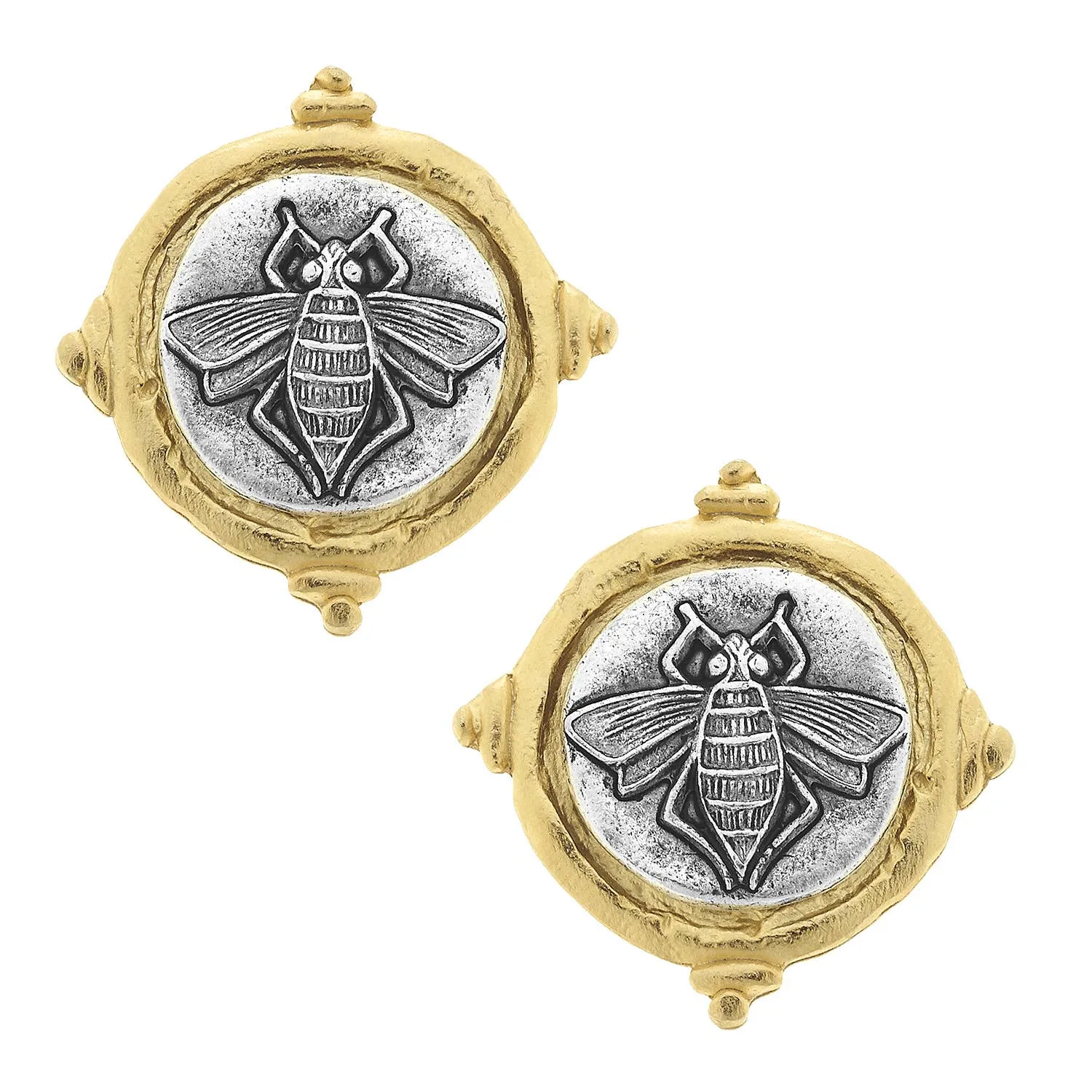 Gold Bee Clip Earrings