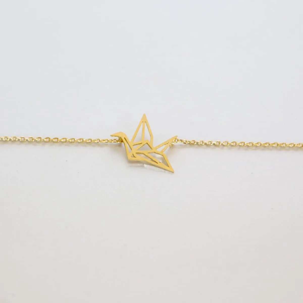 Gold Crane Charm Necklace, Gold Charm, Gold Dipped Necklace, Minimalist Necklace, Delicate Chain Necklace,Gift Necklace MN98